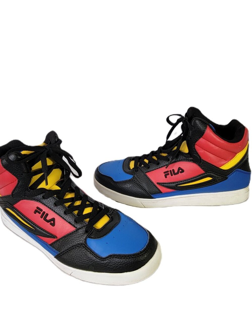 FILA Everge Men's Size 11 High Top Sneakers Colorblock Primary Red Blue Yellow